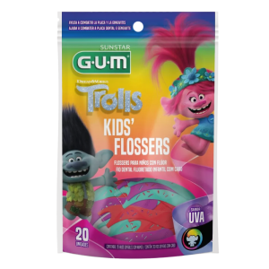 Kids flossers sabor uva trolls c/20